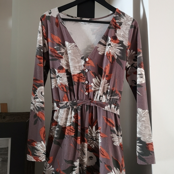 Taupe floral midi dress - Picture 2 of 7